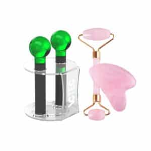 Kit Esferas de Vidro + Rack Organizador + Kit Pedra Jade