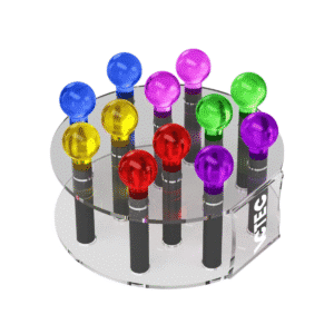 Kit Esferas De Vidro 6 Pares Com Rack De Acrílico Organizador